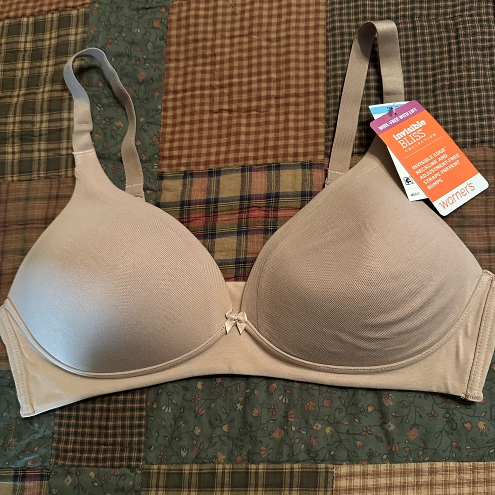 Warner’s Invisible Bliss Cotton Comfort Wireless Lift   RN0141A Sz 36C NWT